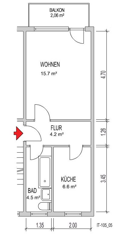 1-Zimmer-Wohnung mit Badewanne und Balkon sowie Einkaufsmöglichkeit in unmittelbarer Nähe - Foto 4