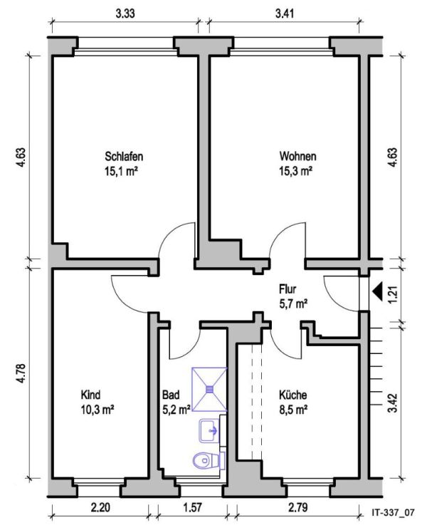 3-Zimmer- Wohnung mit Badewanne und Tageslichtbad - Photo 3